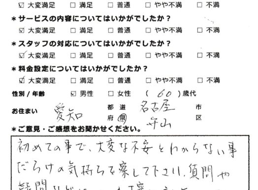 家族一同有難く思っております（愛知県名古屋市守山区60代女性）