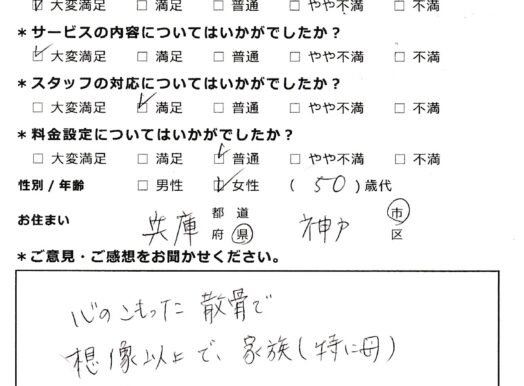 想像以上で満足でした（兵庫県神戸市女性50代）