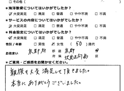 私自身もホッとしました（京都市伏見区50代女性）