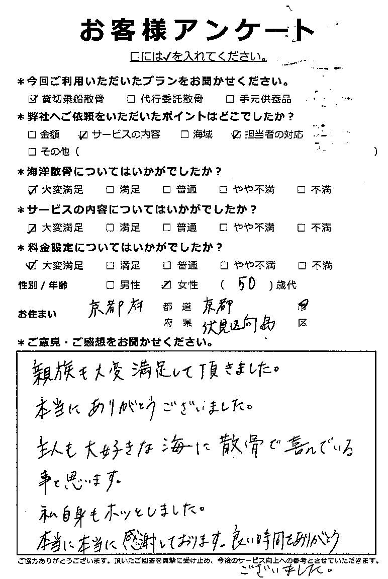 私自身もホッとしました（京都市伏見区50代女性）